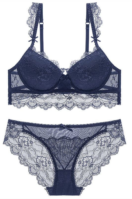 Navy Blue Lace Lingerie Set