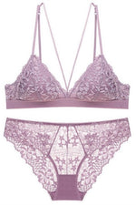 Sexy Triangle Lilac Lace Lingerie Set