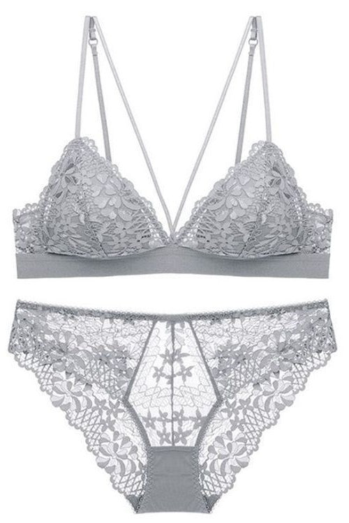 Sexy Triangle Lilac Lace Lingerie Set