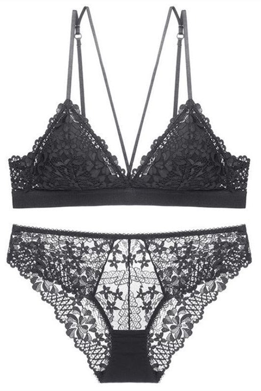 Sexy Triangle Lilac Lace Lingerie Set