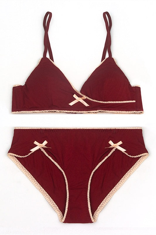 Cute Triangle Burgundy Lingerie Set