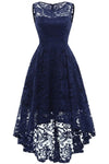 High Low Dark Blue Lace Mother of the Bride Dress