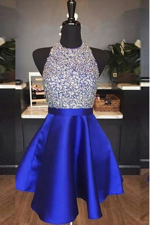 Elegant Halter Short Royal Blue Homecoming Dress FancyVestido Elegant Halter Short Royal Blue Homecoming Dress FancyVestido