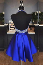 Elegant Halter Short Royal Blue Homecoming Dress