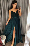 Elegant A-line Appliqued Dark Blue Long Prom Dress