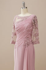 Long Sleeves Dusty Rose Mother of the Bride Dress with Appliques