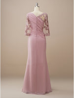 Long Sleeves Dusty Rose Mother of the Bride Dress with Appliques