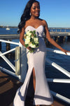 Mermaid Sweetheart Long White Bridesmaid Dress
