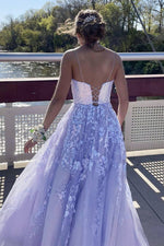 Sparkle Lavender Sequins Long Prom Dress with Appliques