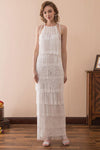 Ivory Boho Long Bridesmaid Dress with Tassel