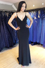 Sheath Black Evening Dress with Open Back