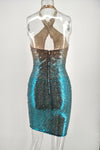 Sparkly Halter Keyhole Sheath Sequins Party Dress