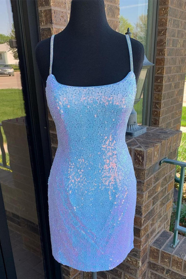 Tie Back Tight Light Blue Homecoming Dress FancyVestido Tie Back Tight Light Blue Homecoming Dress FancyVestido