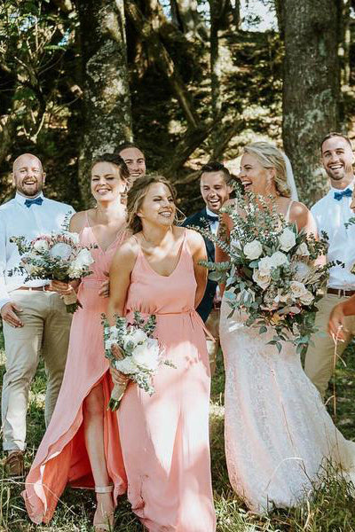 blue dress for baby girl Maxi Length Blush Pink Bridesmaid Dress with Twist Wrap Convertible Top main image 0