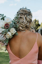 Spaghetti Straps Long Chiffon Blush Pink Bridesmaid Dress with Slit