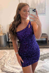 Stunning Hot Pink Sequins Mini Dress Homecoming Dress