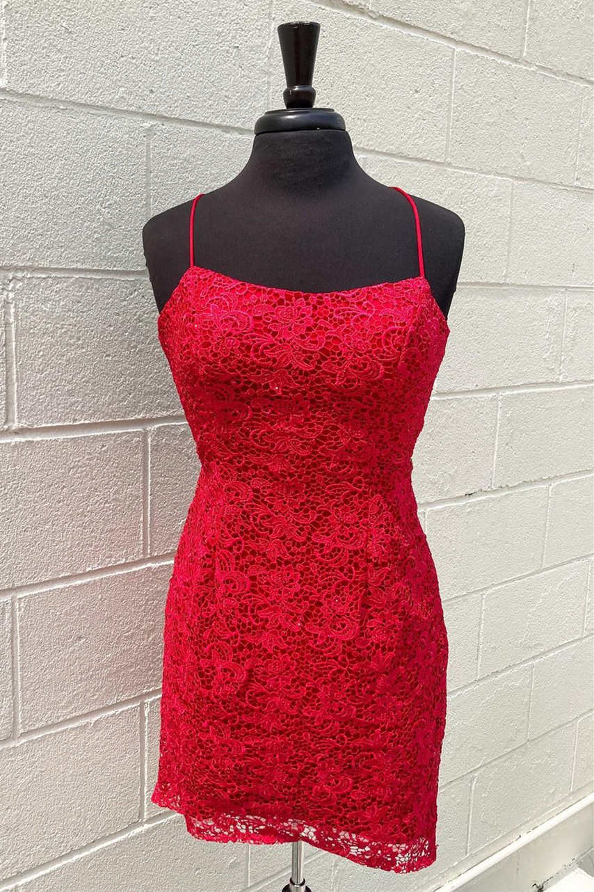 Short Red Lace Tight Homecoming Dress FancyVestido Short Red Lace Tight Homecoming Dress FancyVestido