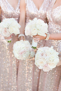 Sheath Rose Gold Sequins Long Bridesmaid Dress