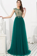 Elegant Green Beaded Floor Length Prom Formal Dress