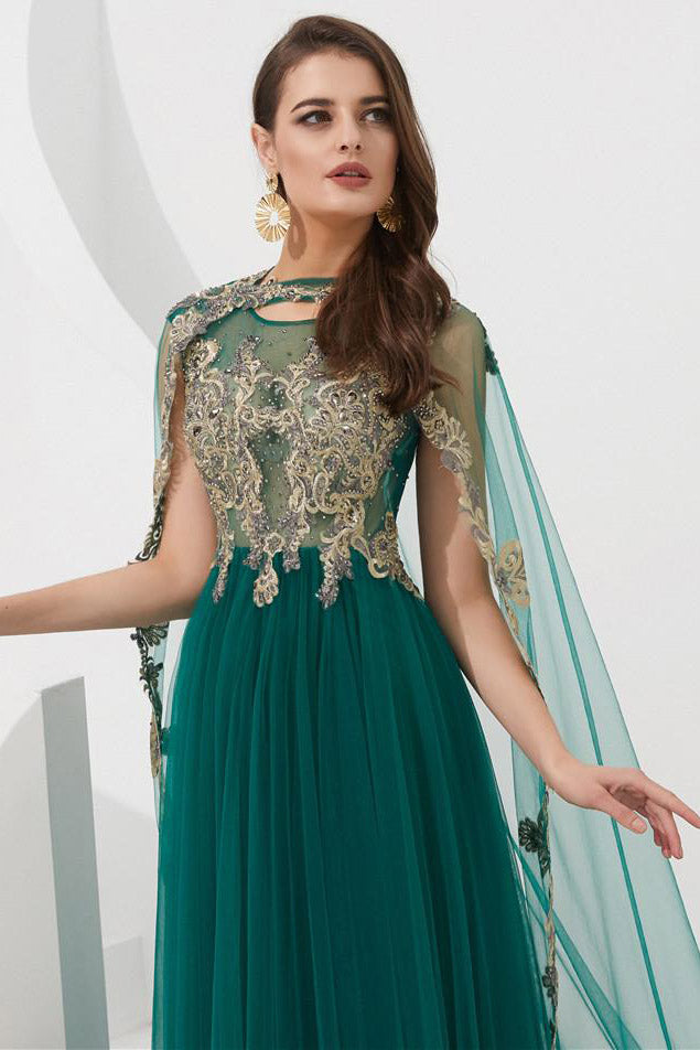 Elegant Green Beaded Floor Length Prom Formal Dress