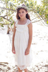 Boho Ivory Beach Flower Girl Dress with Criss Back