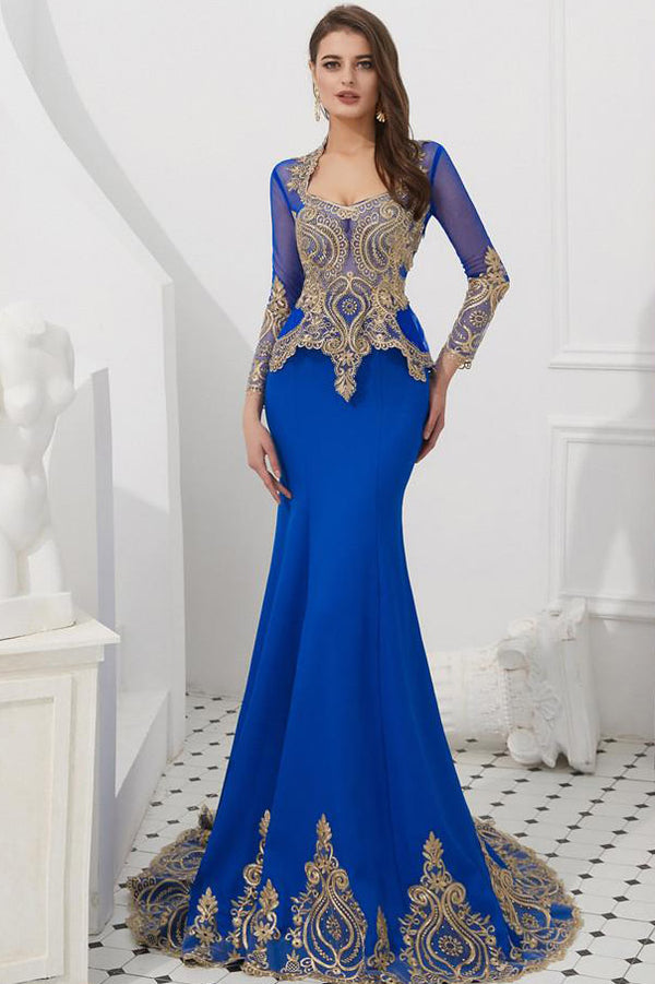 Elegant Black and Gold Embroidered Mermaid Evening Dress