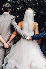 Long Cascading Ruffles A-line Sweetheart Ivory Wedding Dress