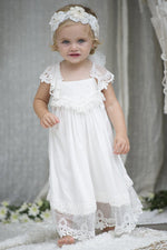 Adorable White Chiffon Long Flower Girl Dress with Criss Back