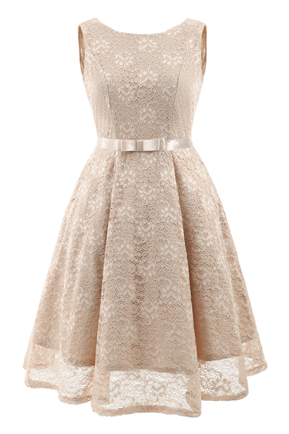 Scoop Lace Ivory Short Party Dress with Ribbon FancyVestido Scoop Lace Ivory Short Party Dress with Ribbon FancyVestido