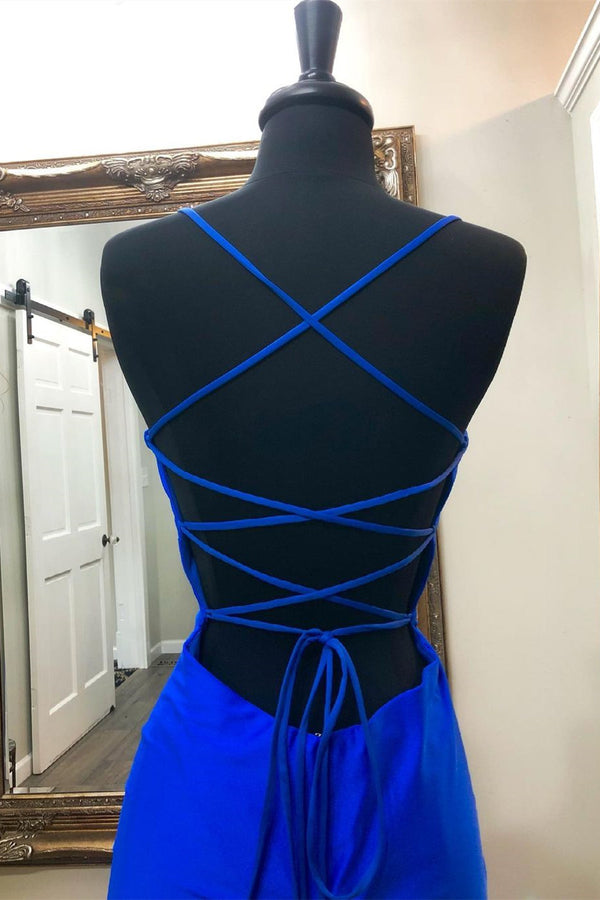 Royal Blue Straps Tight Short Homecoming Dress