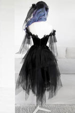 Gothic Off the Shoulder Black Lace Homecoming Dress