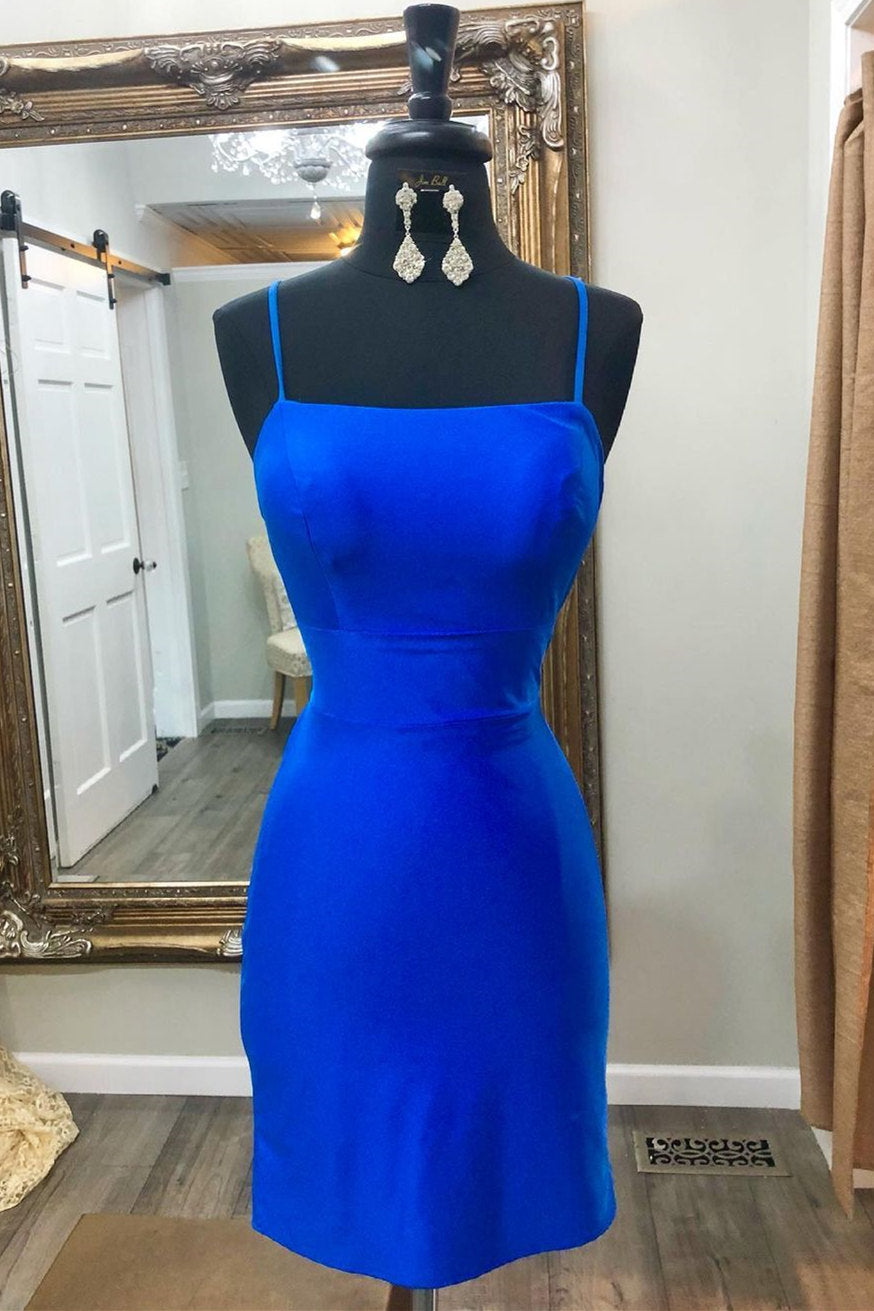 Royal Blue Straps Tight Short Homecoming Dress FancyVestido Royal Blue Straps Tight Short Homecoming Dress FancyVestido