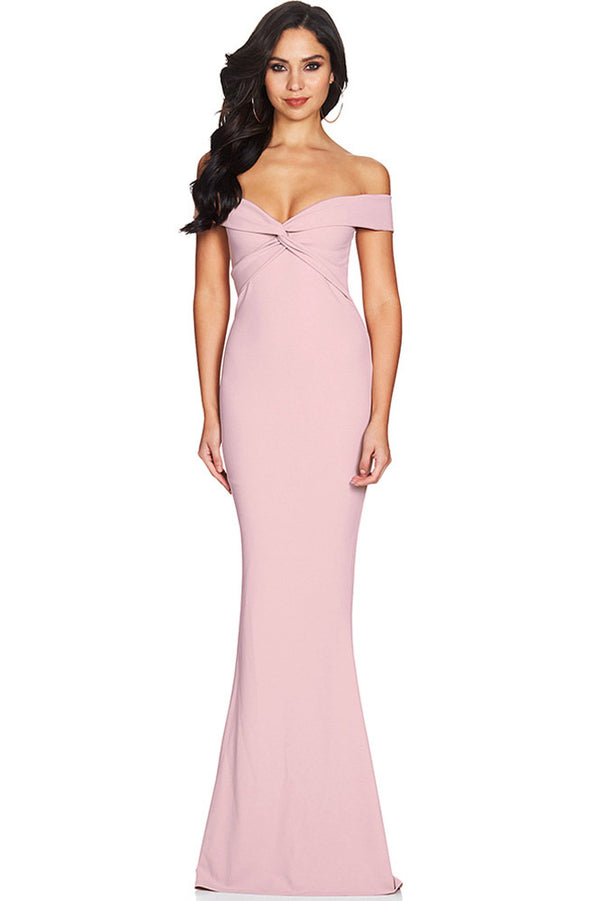 Off the Shoulder Mermaid Long Pink Party Dress
