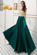 Beading Green Long Prom Dress with Cold Sleeves