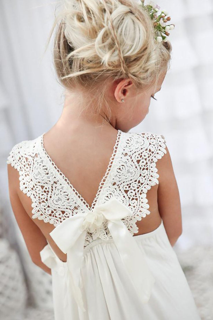 Boho Ivory Chiffon Long Flower Girl Dress – FancyVestido Boho Ivory Chiffon Long Flower Girl Dress – FancyVestido