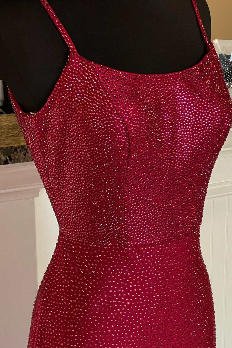 Elegant Straps Mermaid Red Long Prom Dress