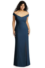 Off the Shoulder Mermaid Light Blue Bridesmaid Dress with Split