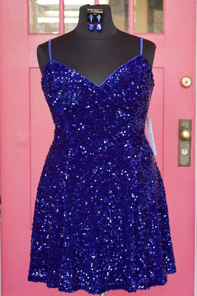 A-Line Plus Size Short Royal Blue Homecoming Dress