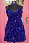 A-Line Plus Size Short Royal Blue Homecoming Dress