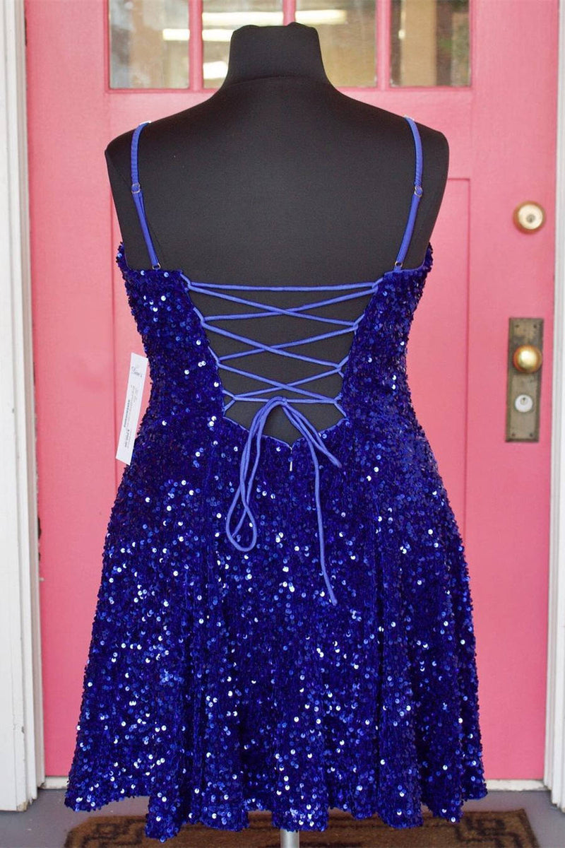 A-Line Plus Size Short Royal Blue Homecoming Dress