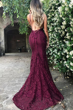 Mermaid Hunter Green Lace Long Evening Dress