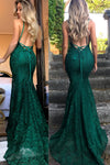 Mermaid Hunter Green Lace Long Evening Dress