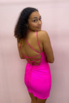 Double Straps Fitted Hot Pink Homecoming Dress
