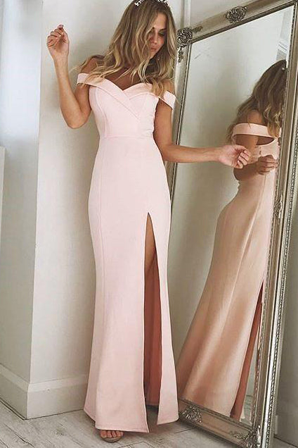 Off the Shoulder Mermaid Pearl Pink Long Party Dress