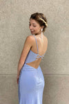 Elegant Backless Lavender Beaded Long Prom Gown with Slit