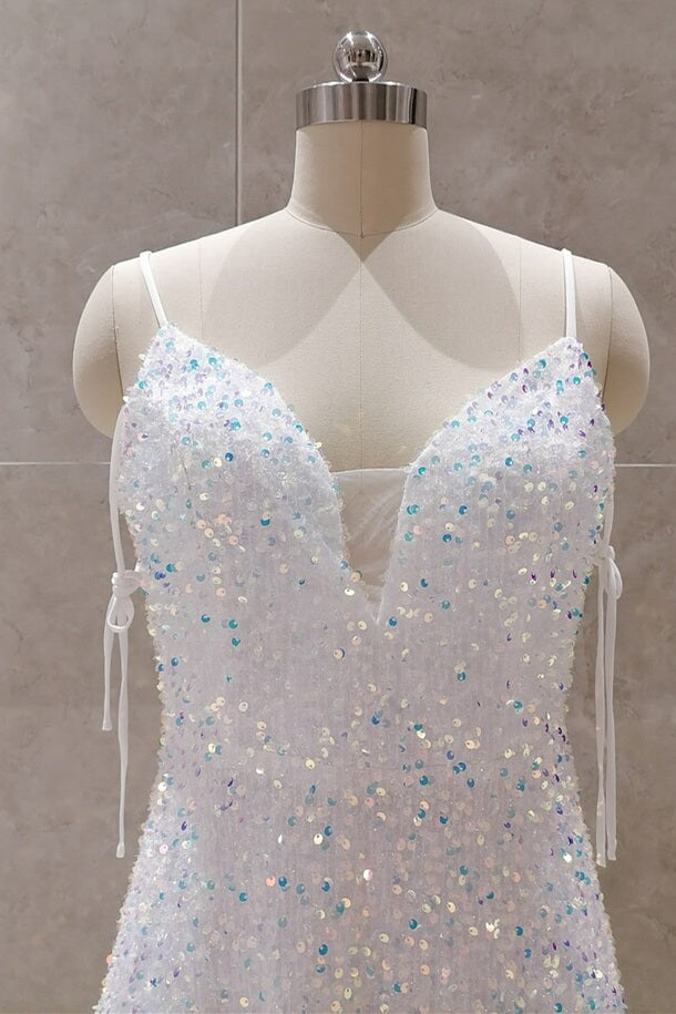 Stunning A-Line White Sequins Party Dress
