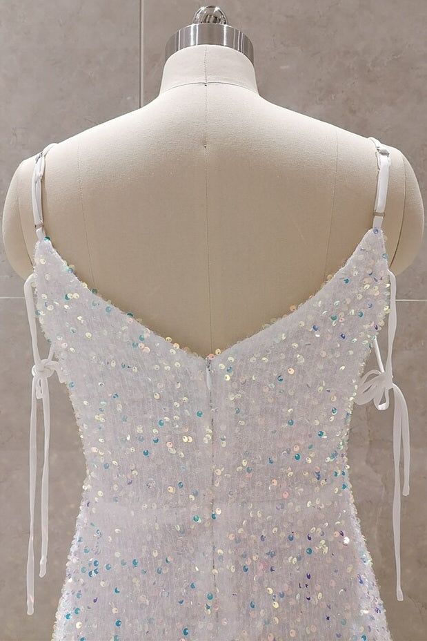 Stunning A-Line White Sequins Party Dress