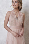 Convertible Rose Gold Long Bridesmaid Dress with Sequins