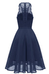 Sheer Sleeveless Chiffon Navy Blue Short Party Dress