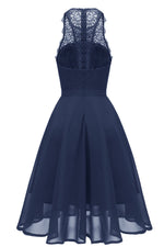 Sheer Sleeveless Chiffon Navy Blue Short Party Dress